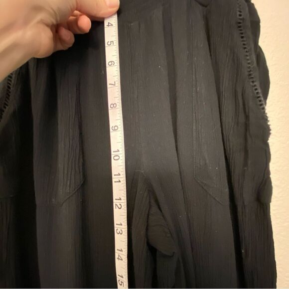 Three dots black rayon pull on gauze hi rise wide leg lounge pants size S - Picture 10 of 13